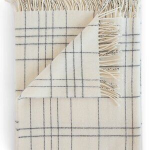 Evangeline - Merino Lambswool Throw Blanket, Check Pearl